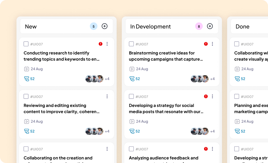 Product Screenshot of Kanban Board in 5day.io