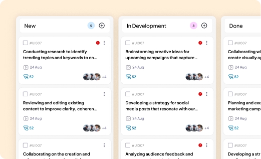 Product Screenshot of Kanban Board in 5day.io