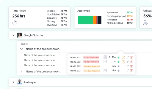 Product Screenshot of Timesheet in 5day.io