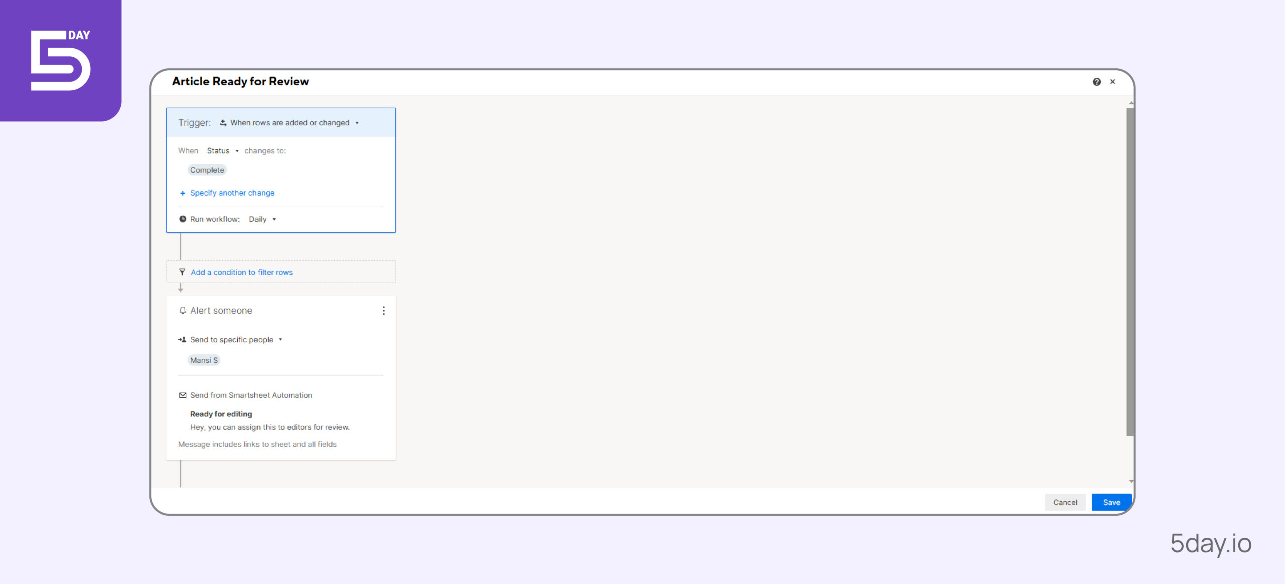 Automation Sequence in Smartsheet