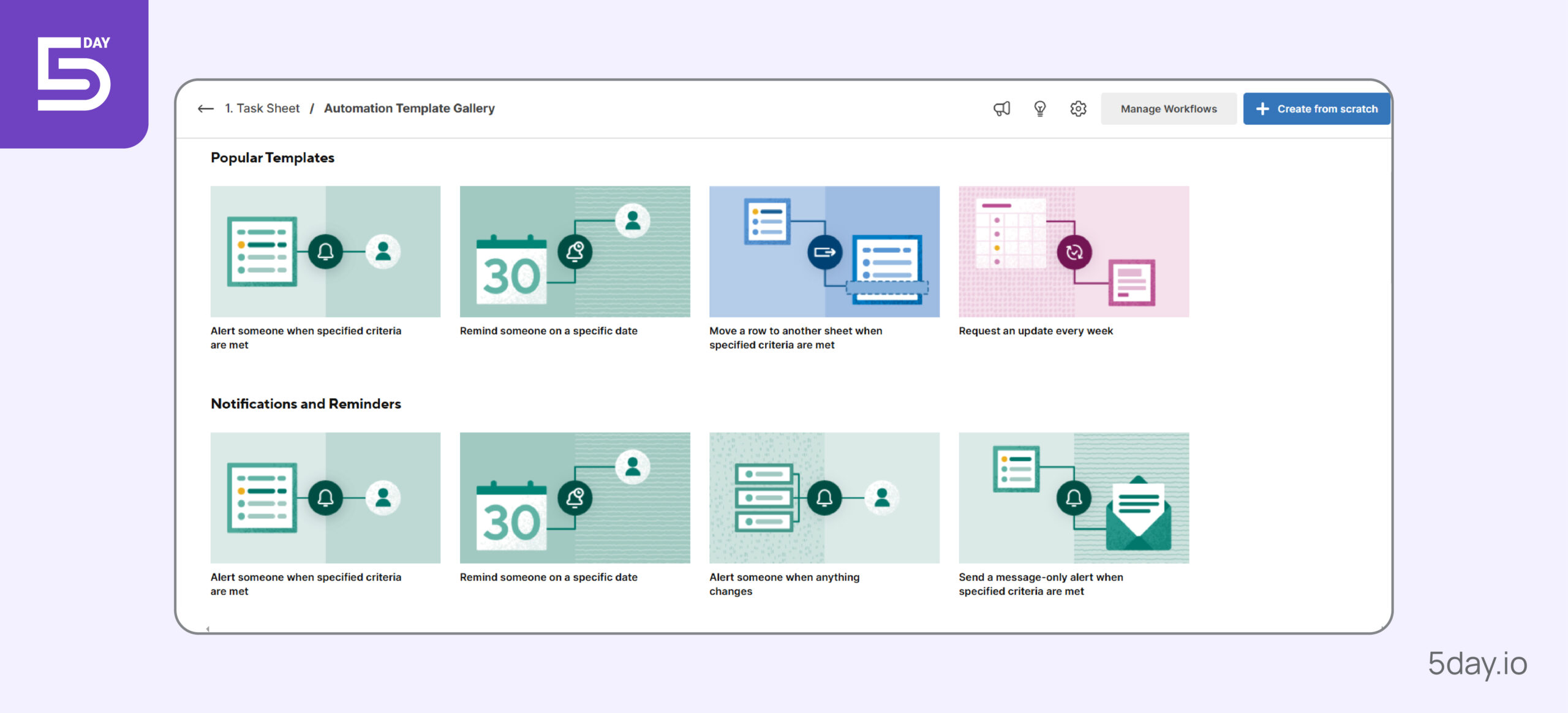 Automation Templates in Smartsheet