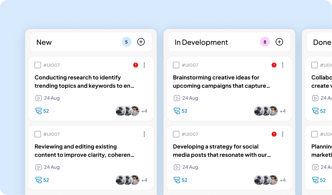 Kanban board in 5day.io