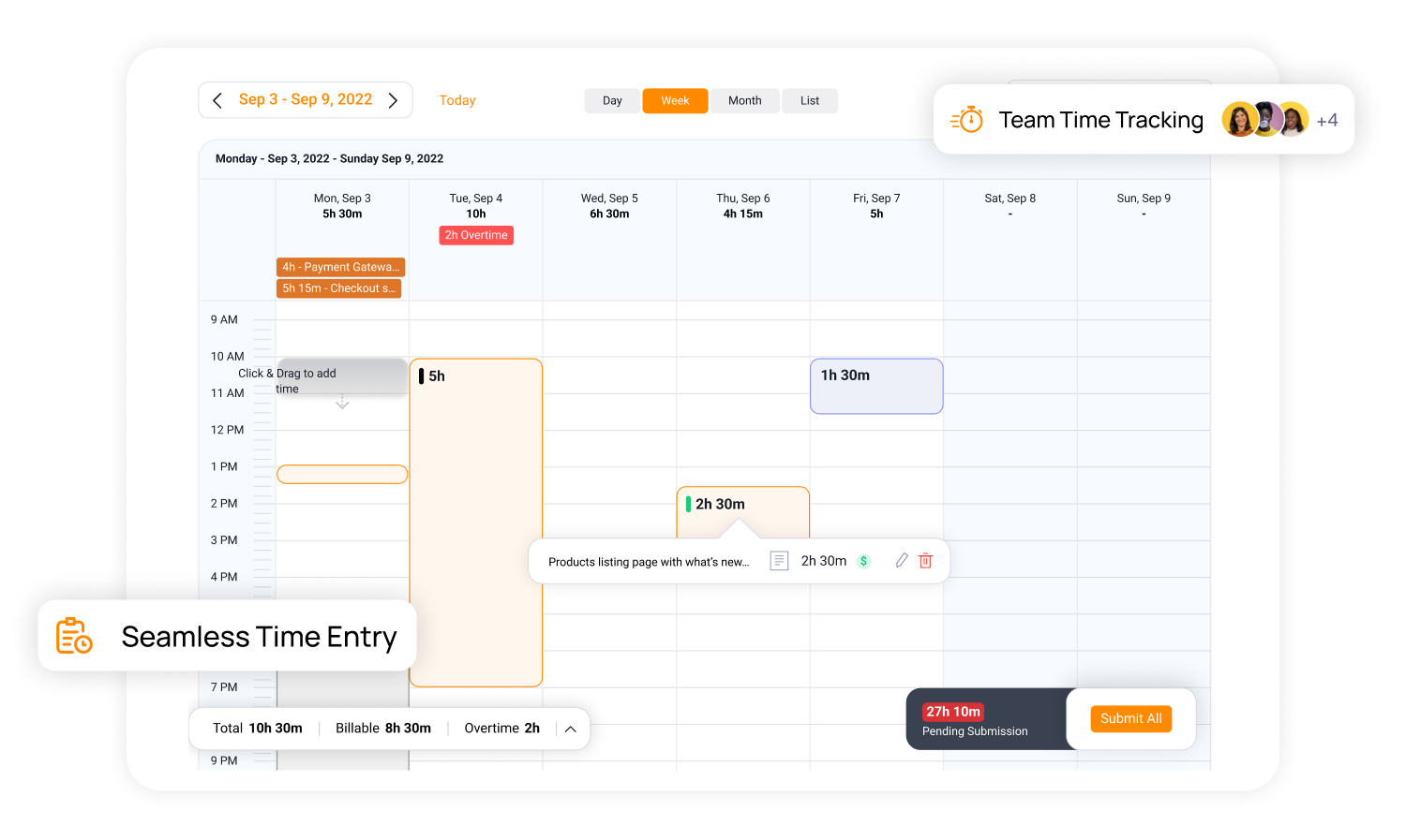 Time tracking in 5day.io