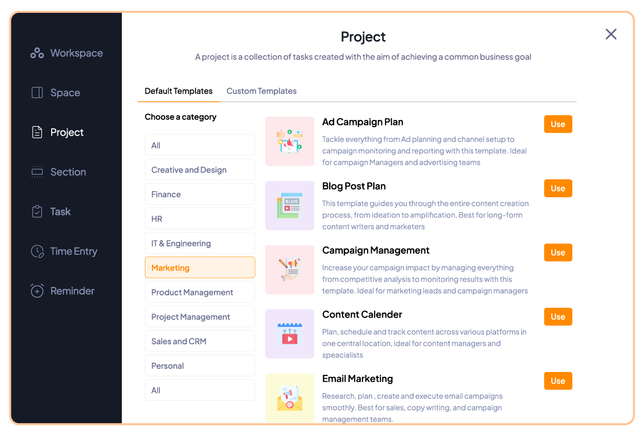 Marketing template of 5day.io