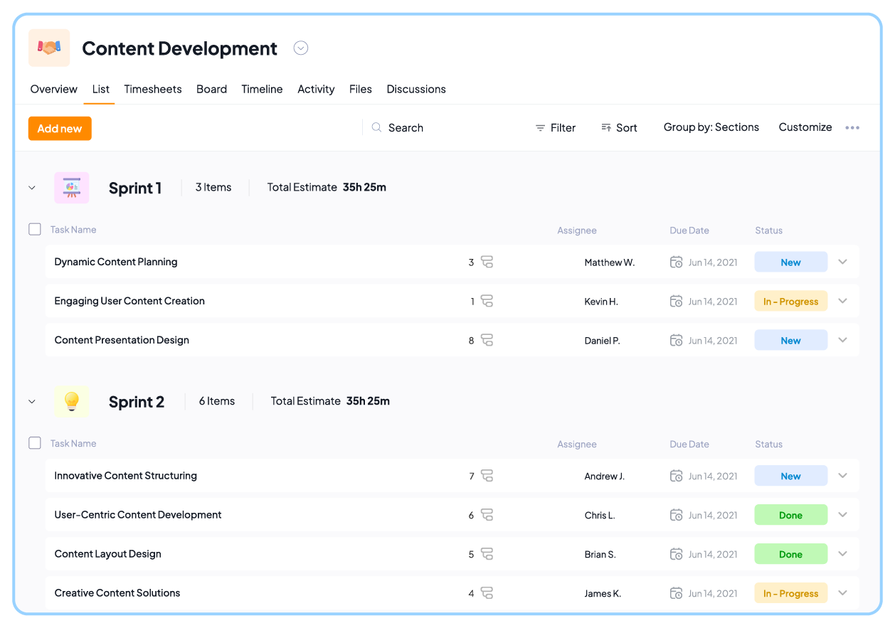 Task management in 5day.io