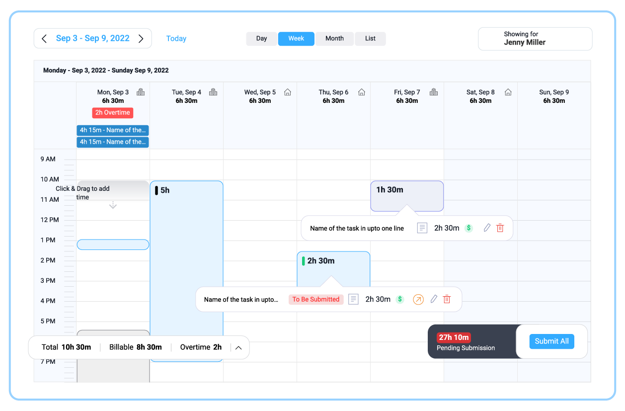 5day.io Timesheet submission
