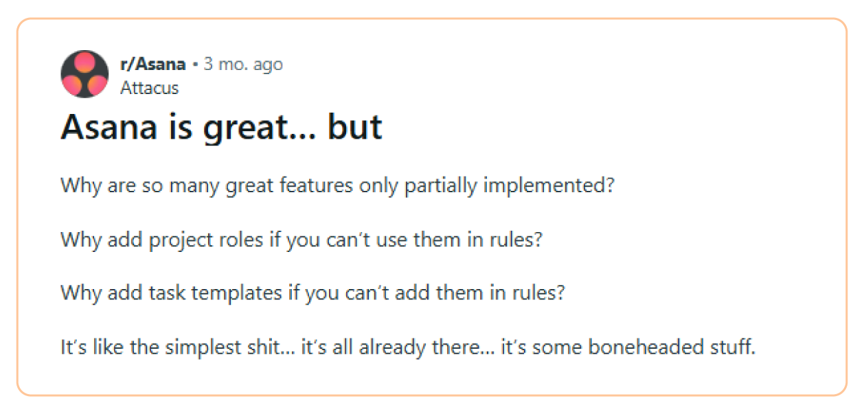 Asana Reddit Screenshot