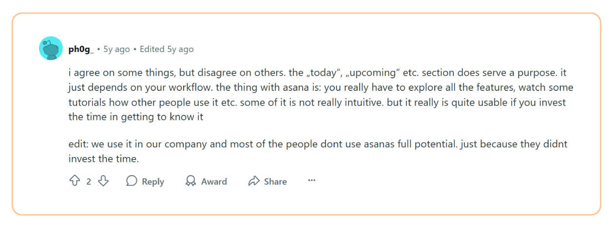 Asana Reddit screenshot 2