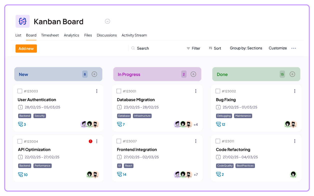 5day.io Kanban View