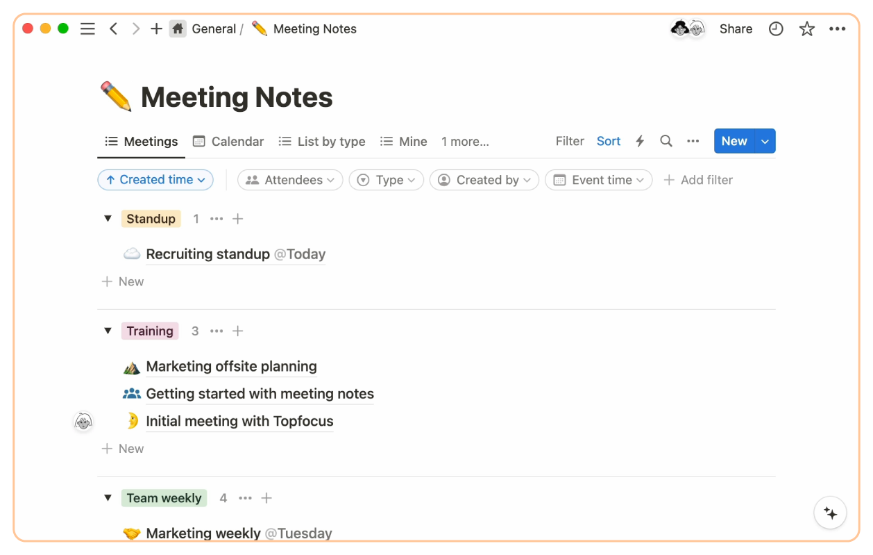 Real-time collaboration in Notion