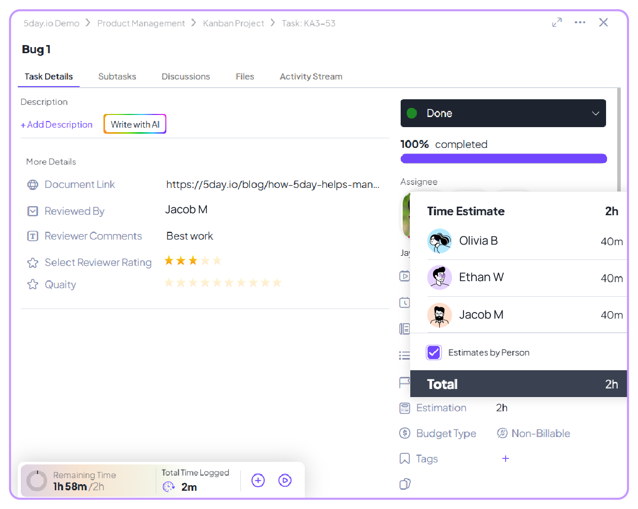 5day.io Task Estimation
