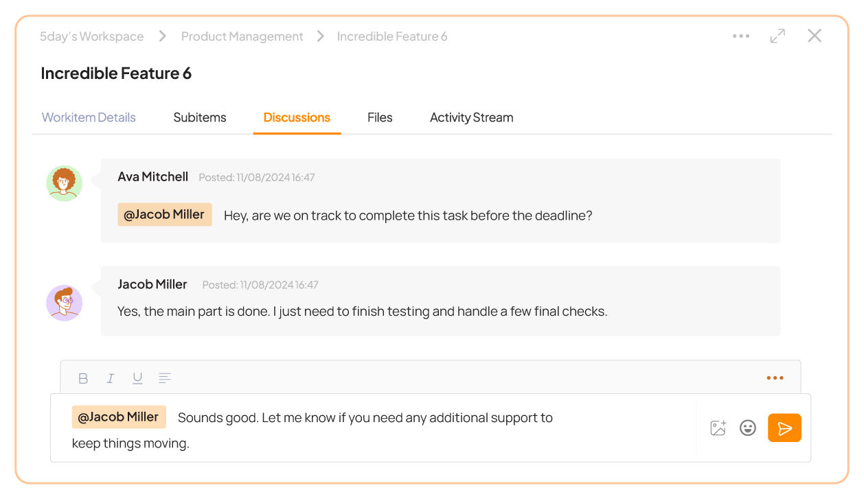 Team collaboration in 5day.io