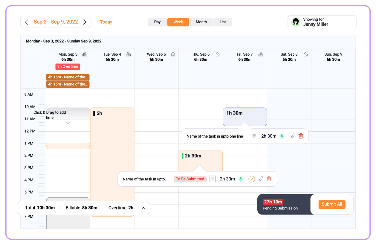 5day.io Timesheet View