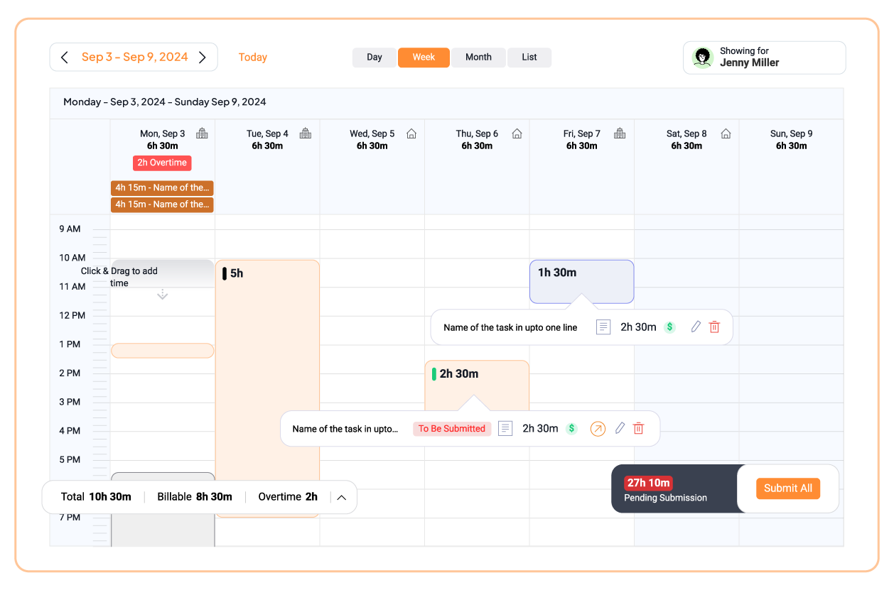 Timesheet management in 5day.io