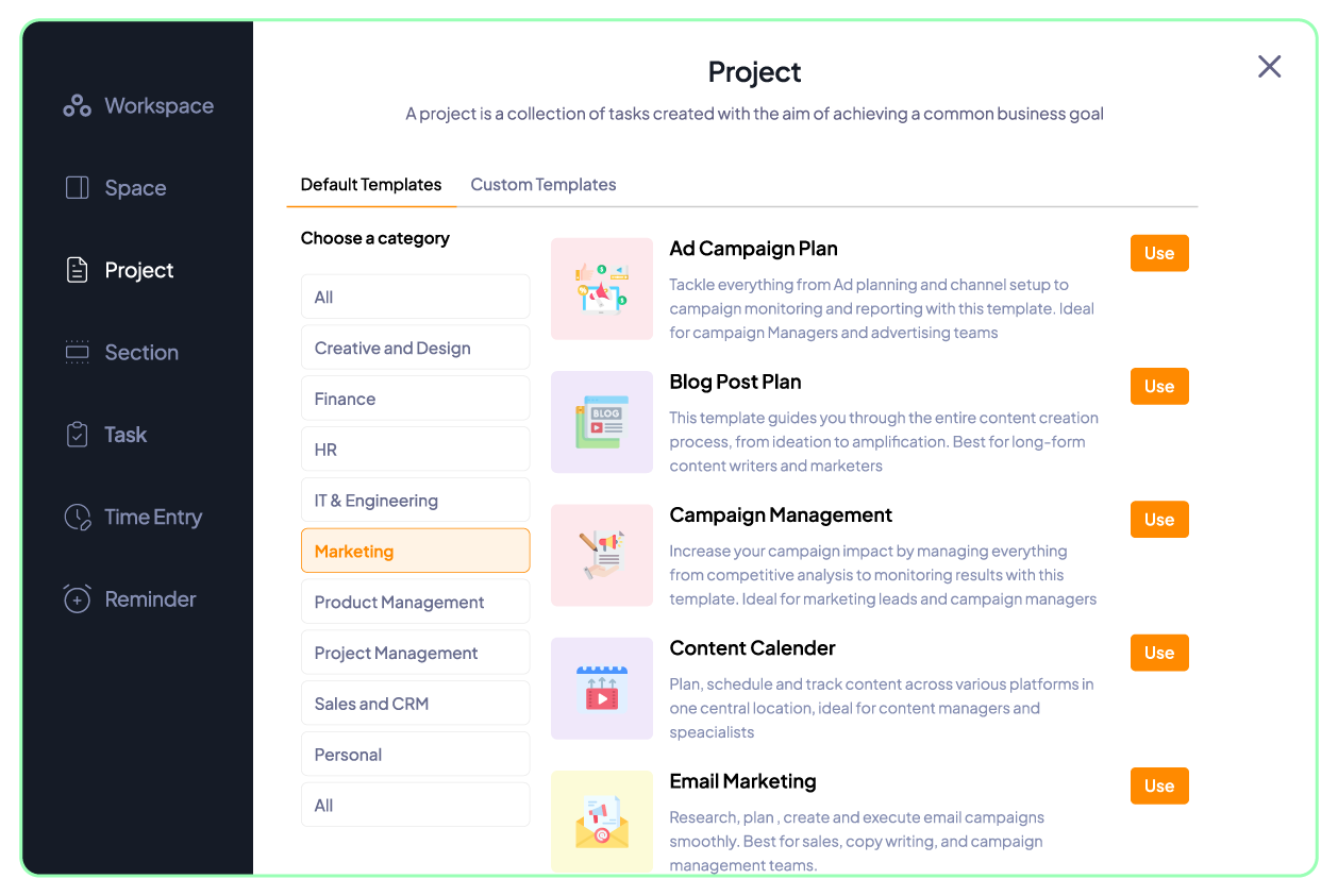 Marketing Template in 5day.io