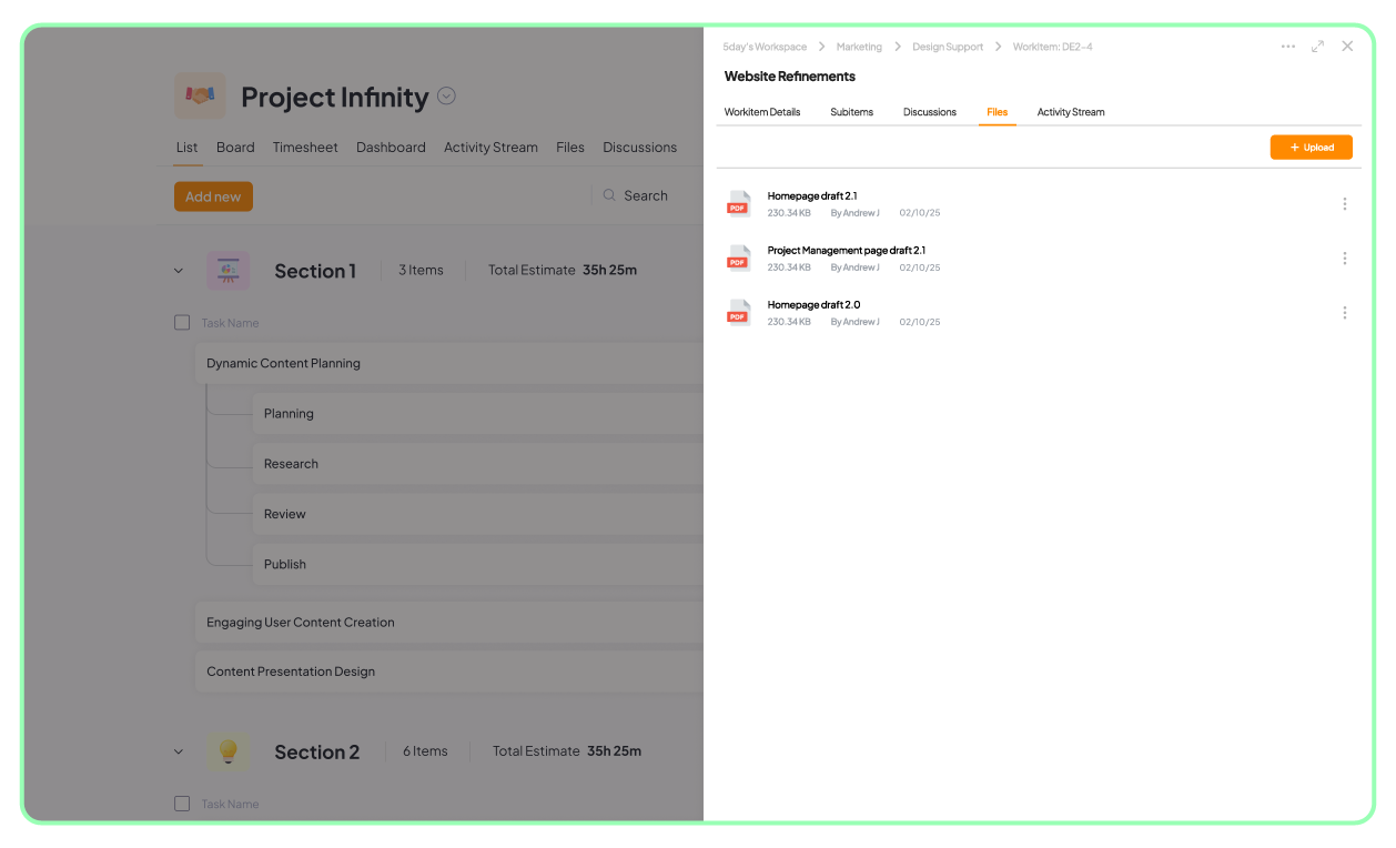 File Sharing in 5day.io
