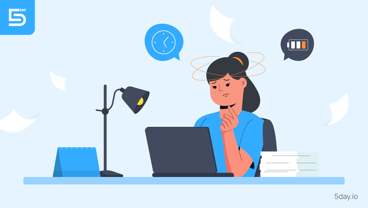 A content writer who is working on their laptop and looks worried