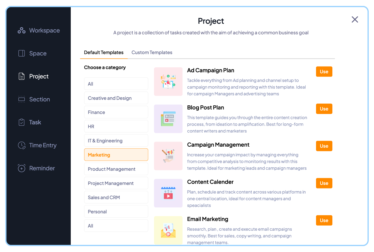 Reusable marketing workflow templates in 5day.io