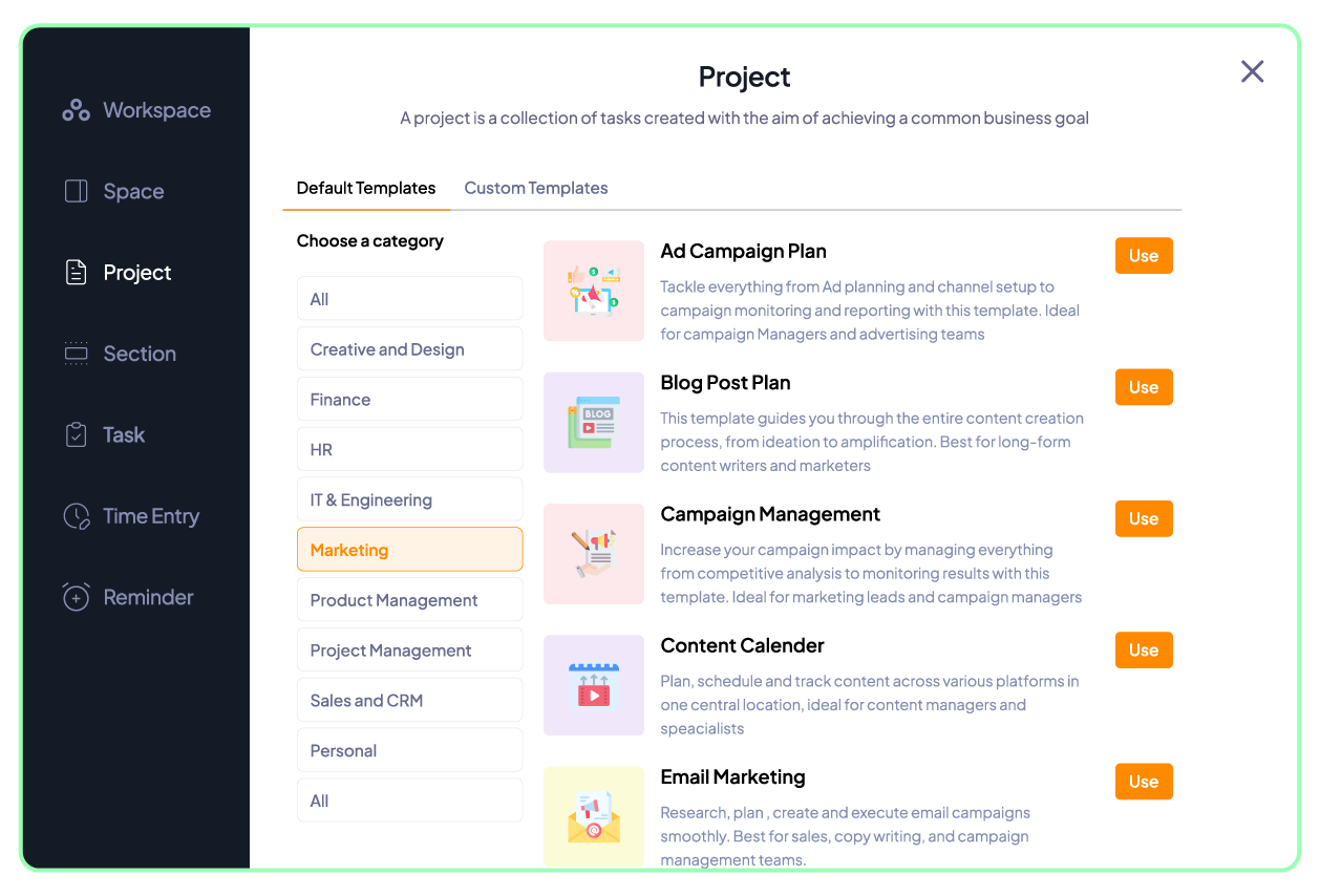 Reusable marketing workflow templates in 5day.io