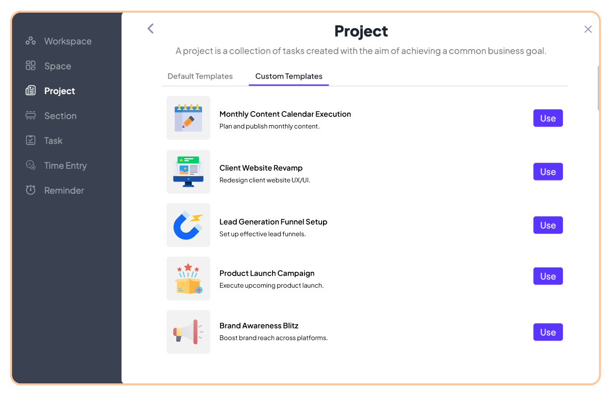Custom templates in 5day.io