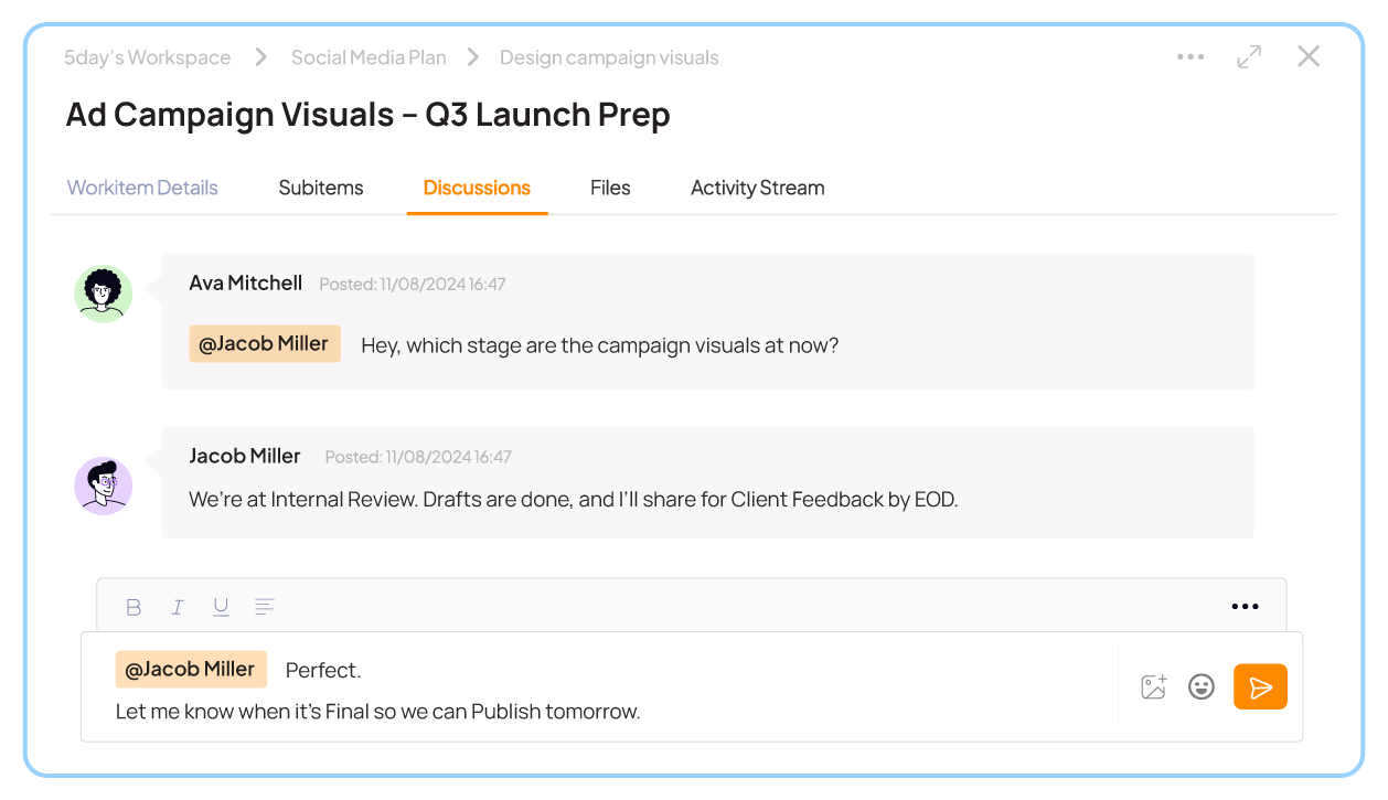 In-project chat in 5day.io