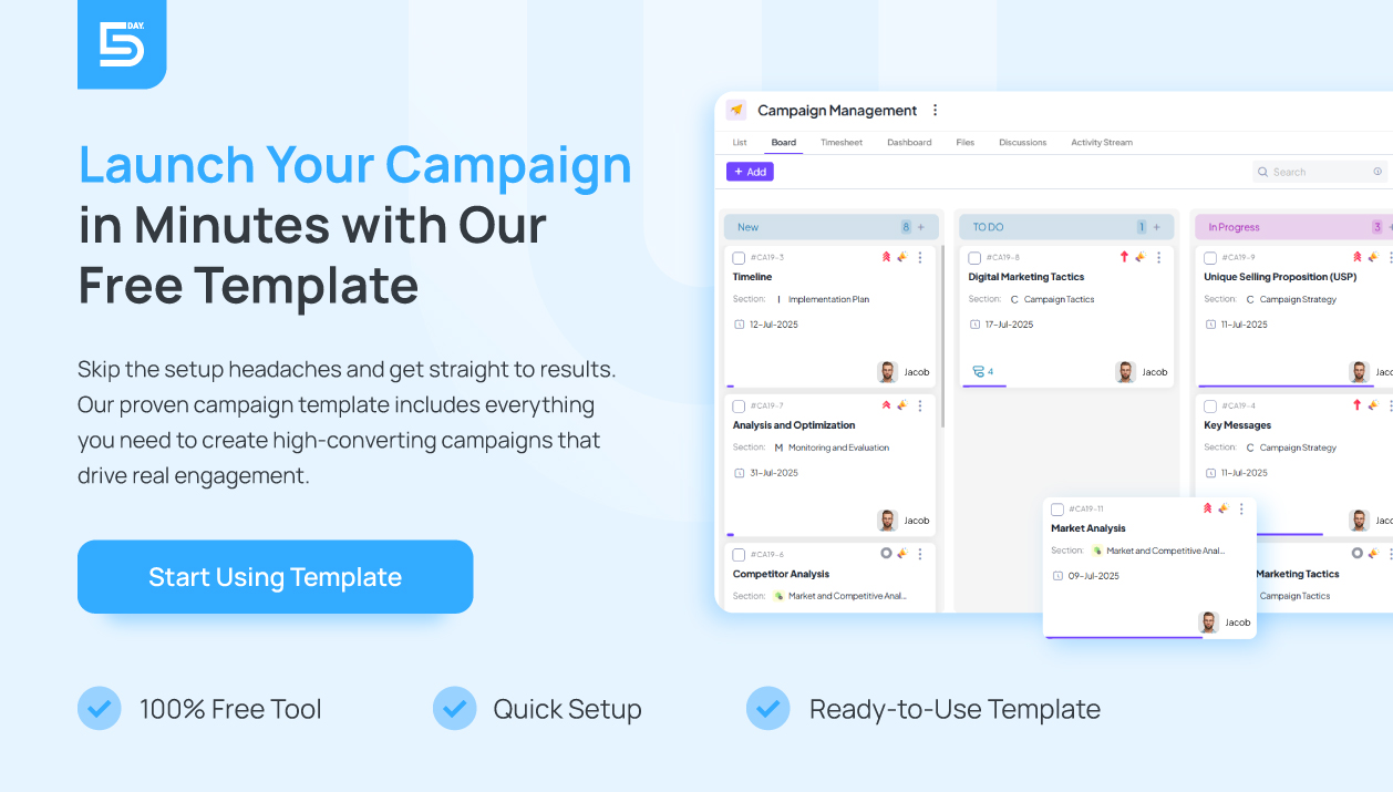 Launch Your Campaign in Minutes-with Our Free Template with 5day.io
