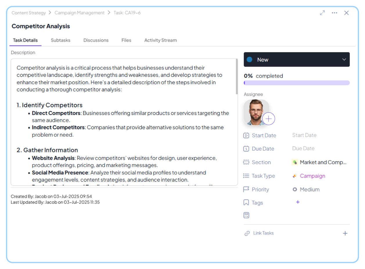 Task details in 5day.io