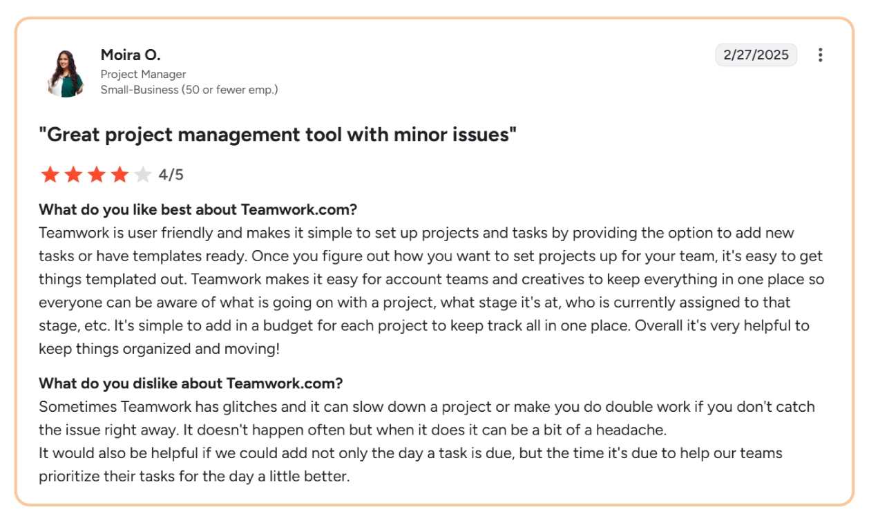 Teamwork review on G2