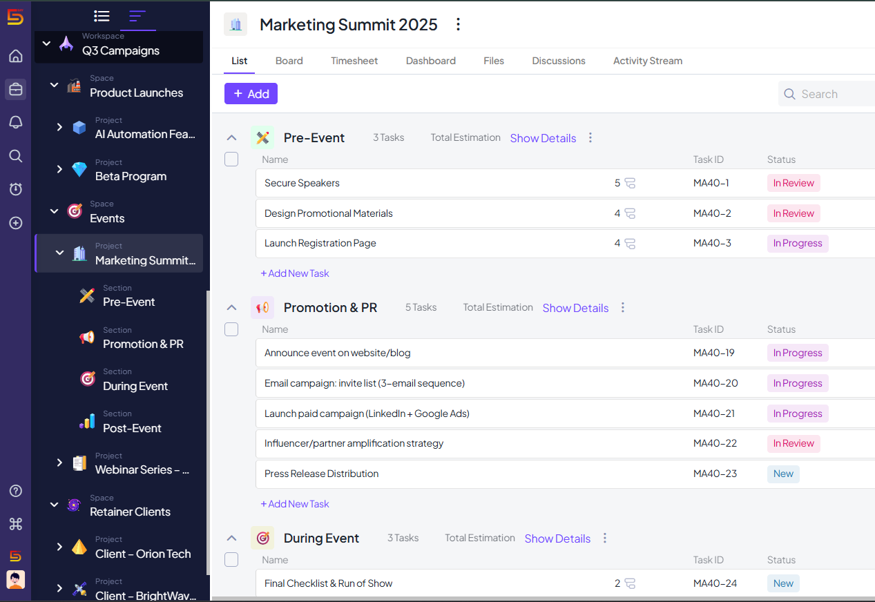 Workspace in 5day.io