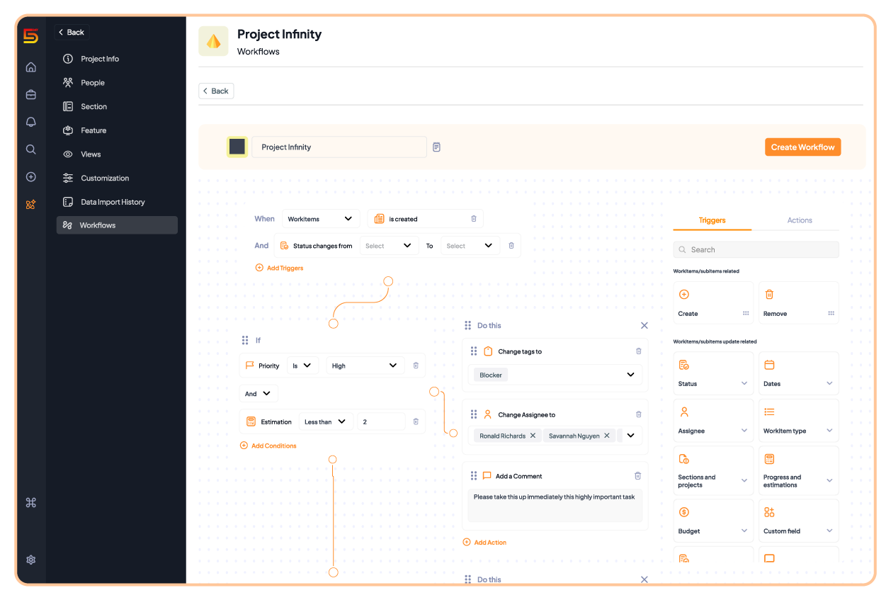 Automate reminders using 5day.io