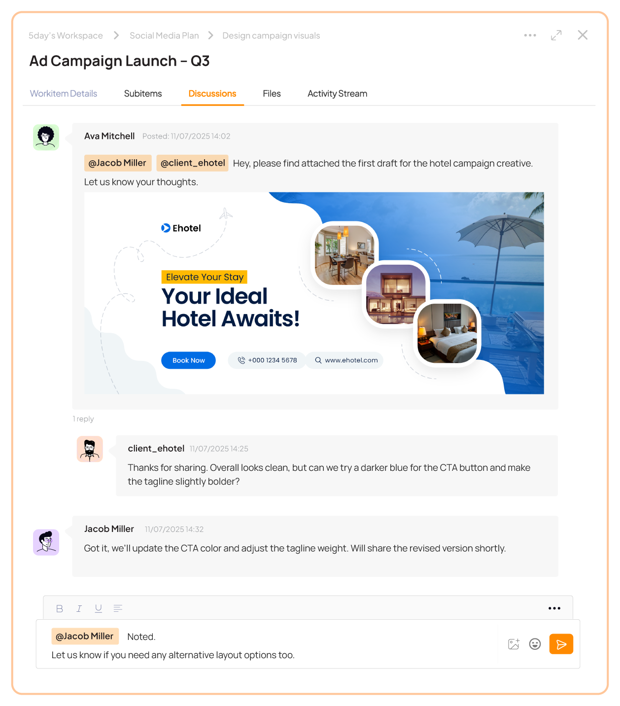 Collaboration in 5day.io
