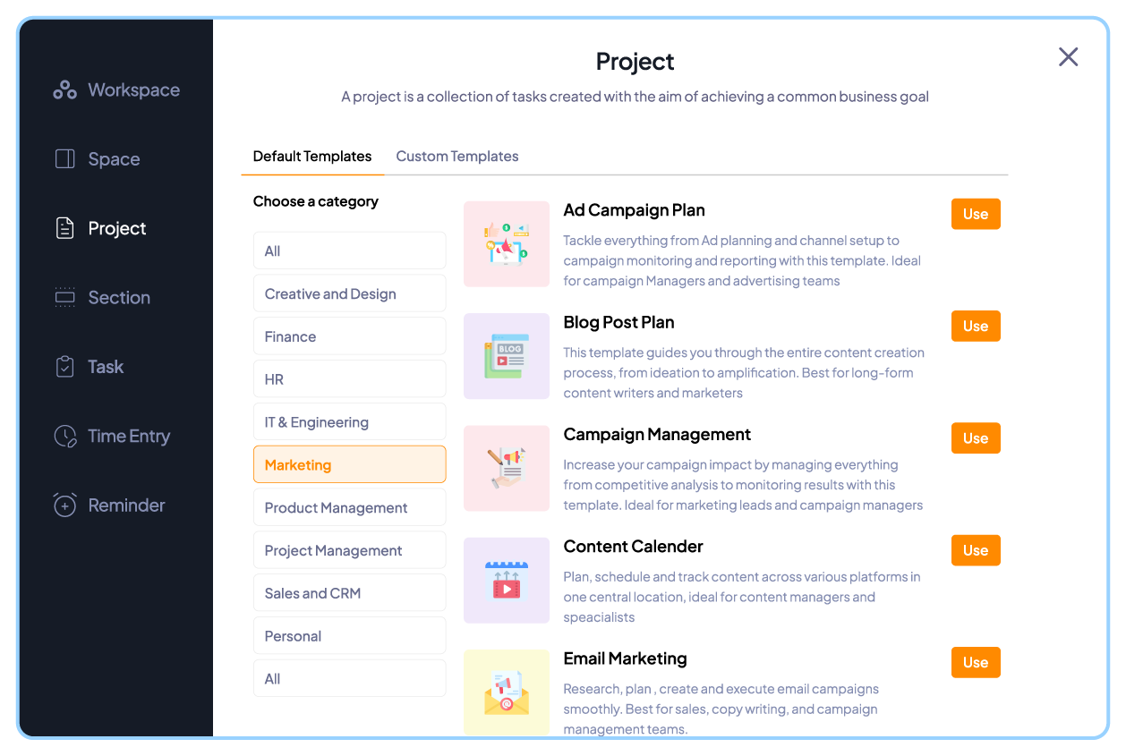 Content Calendar Template in 5day.io