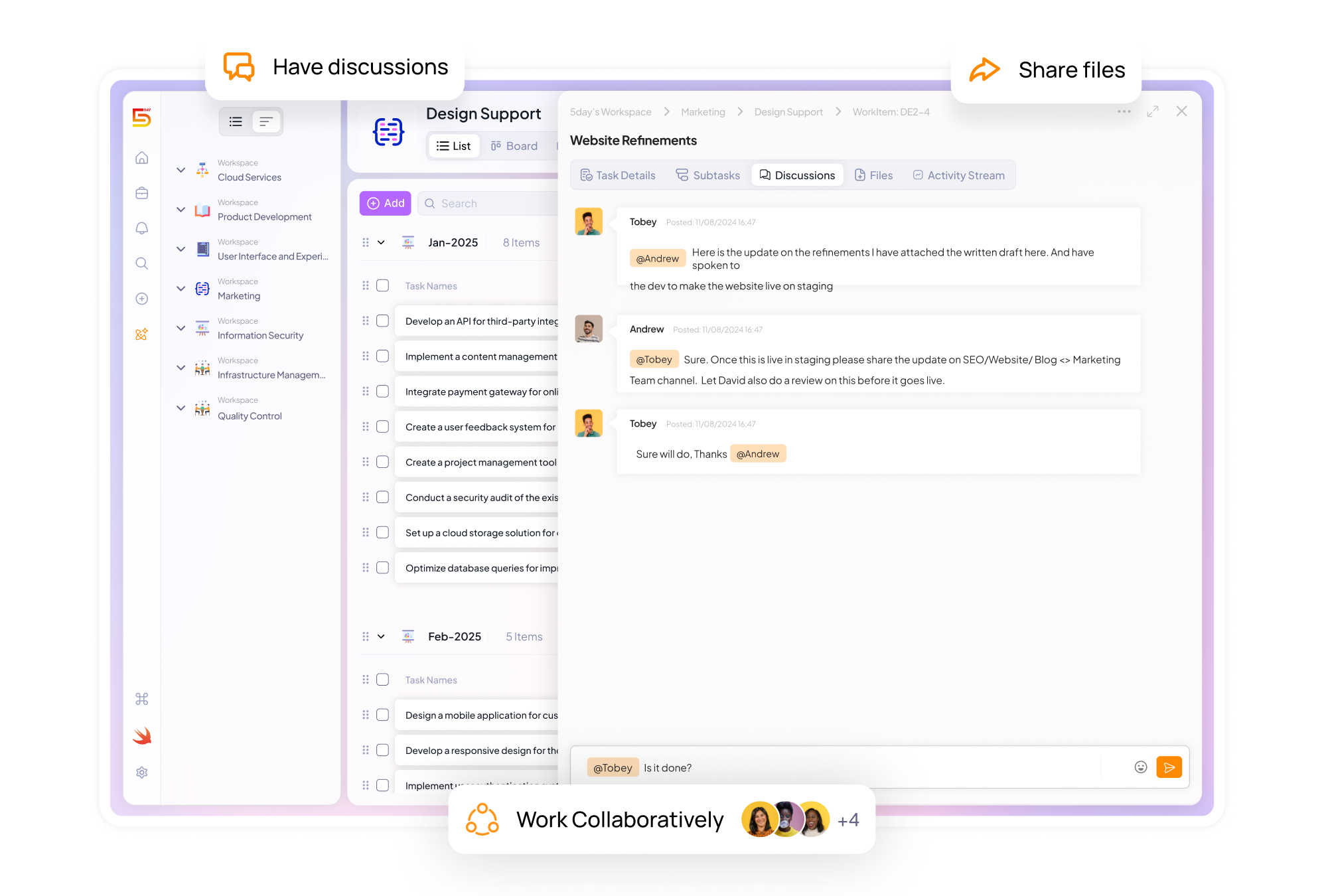Team Collaboration in 5day.io