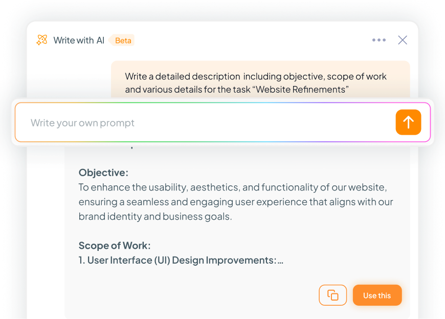 Write with AI in 5day.io