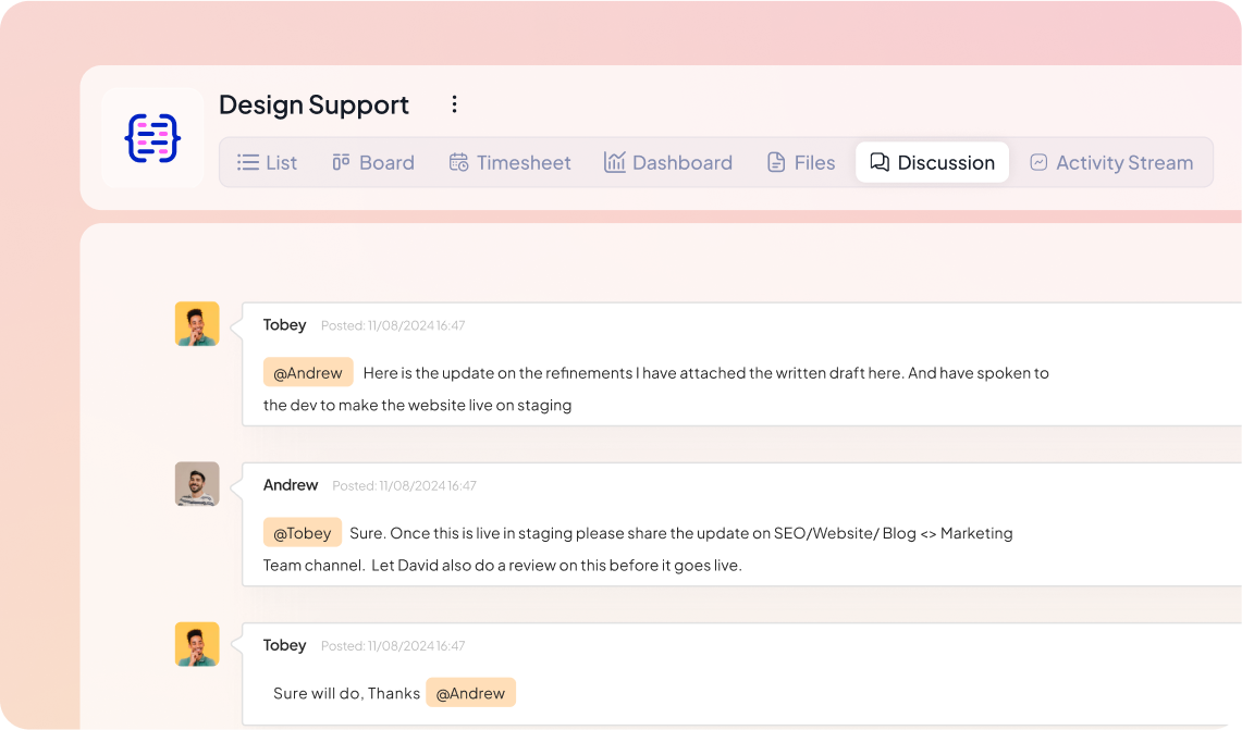 Discussions in 5day.io
