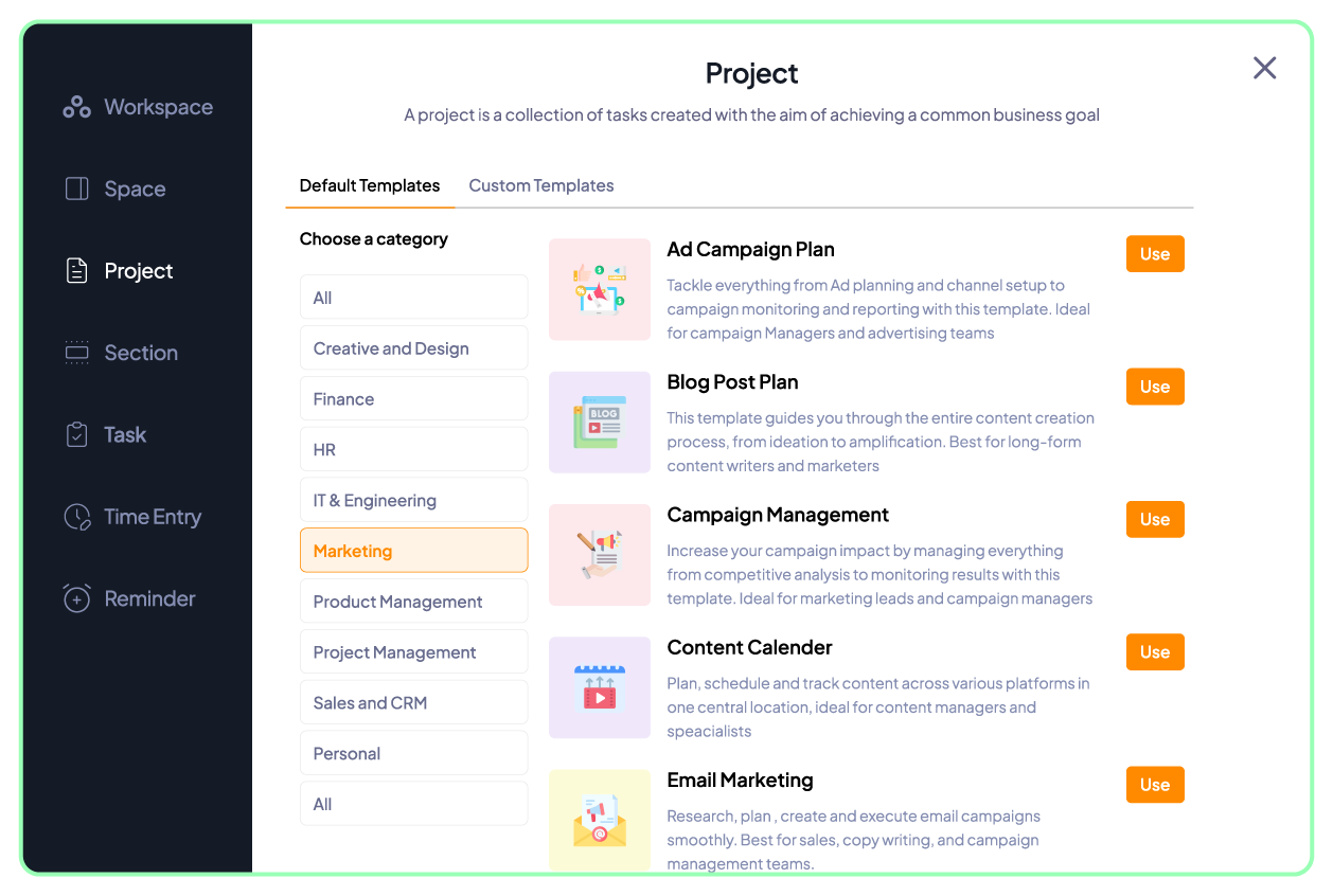 Templates in 5day.io