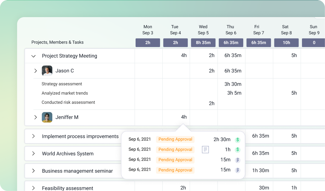 Time approval in 5day.io