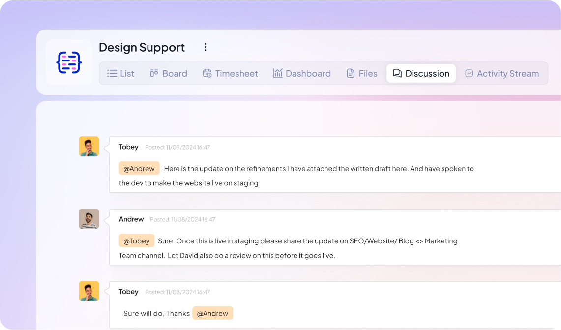 Discussions in 5day.io