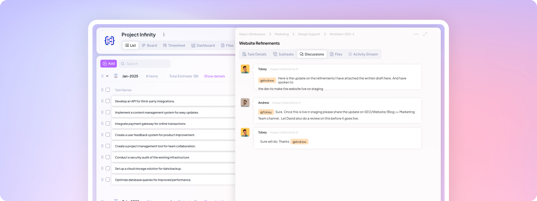 Team Collaboration in 5day.io