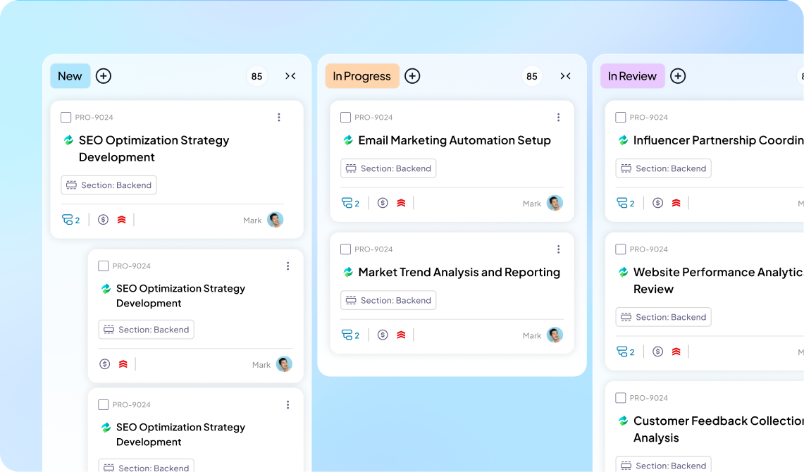 Kanban board in 5day.io
