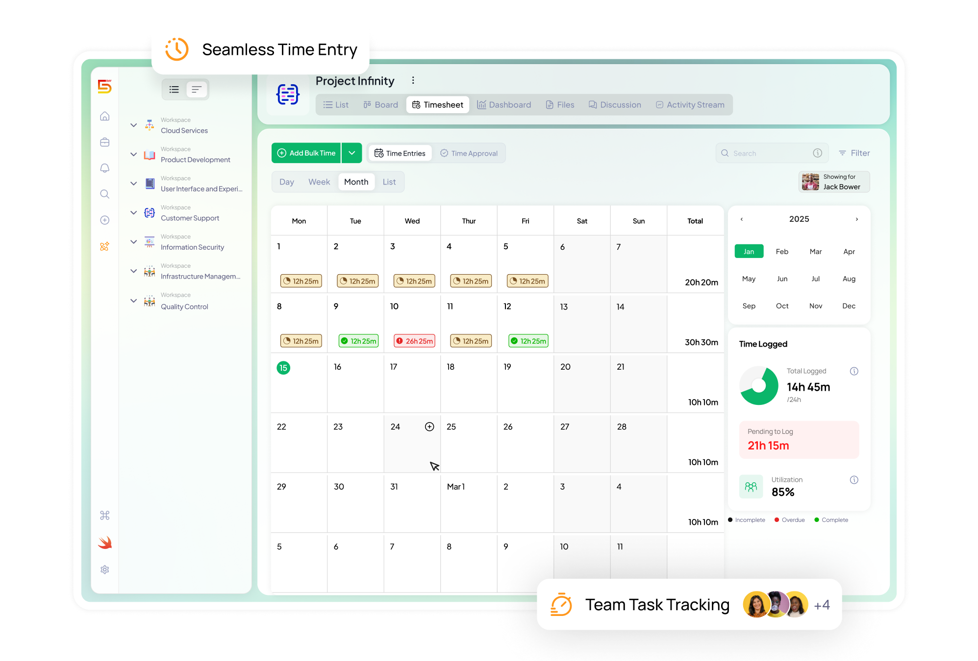 Time tracking in 5day.io