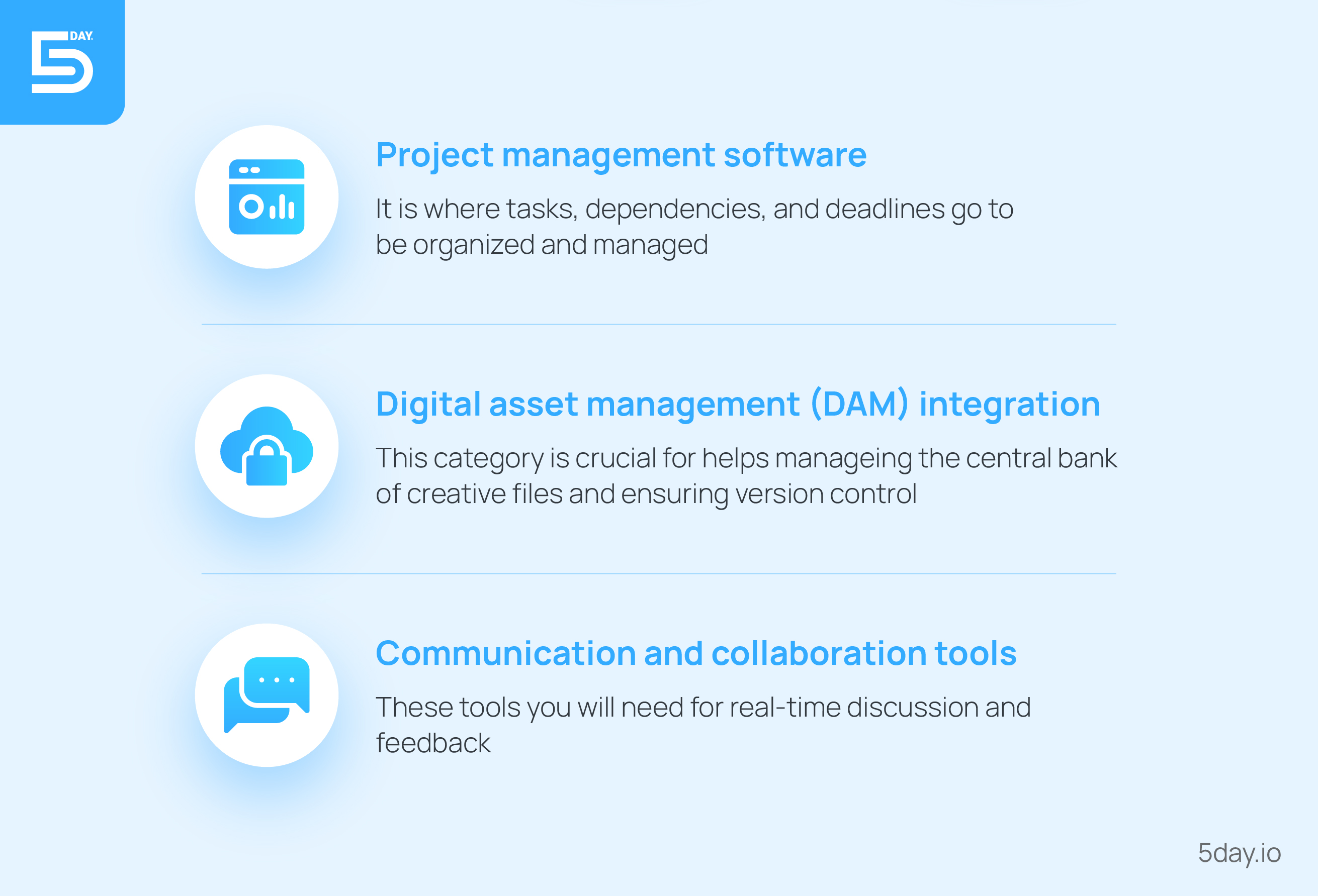 Three essential categories of PM tools