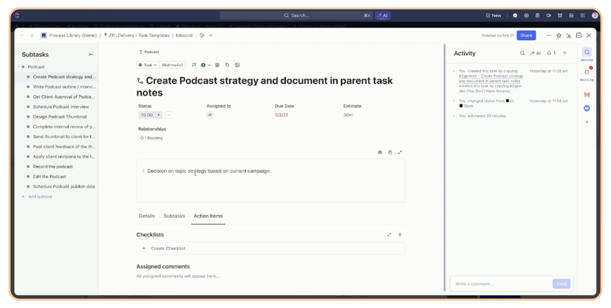 ClickUp Product Screen 