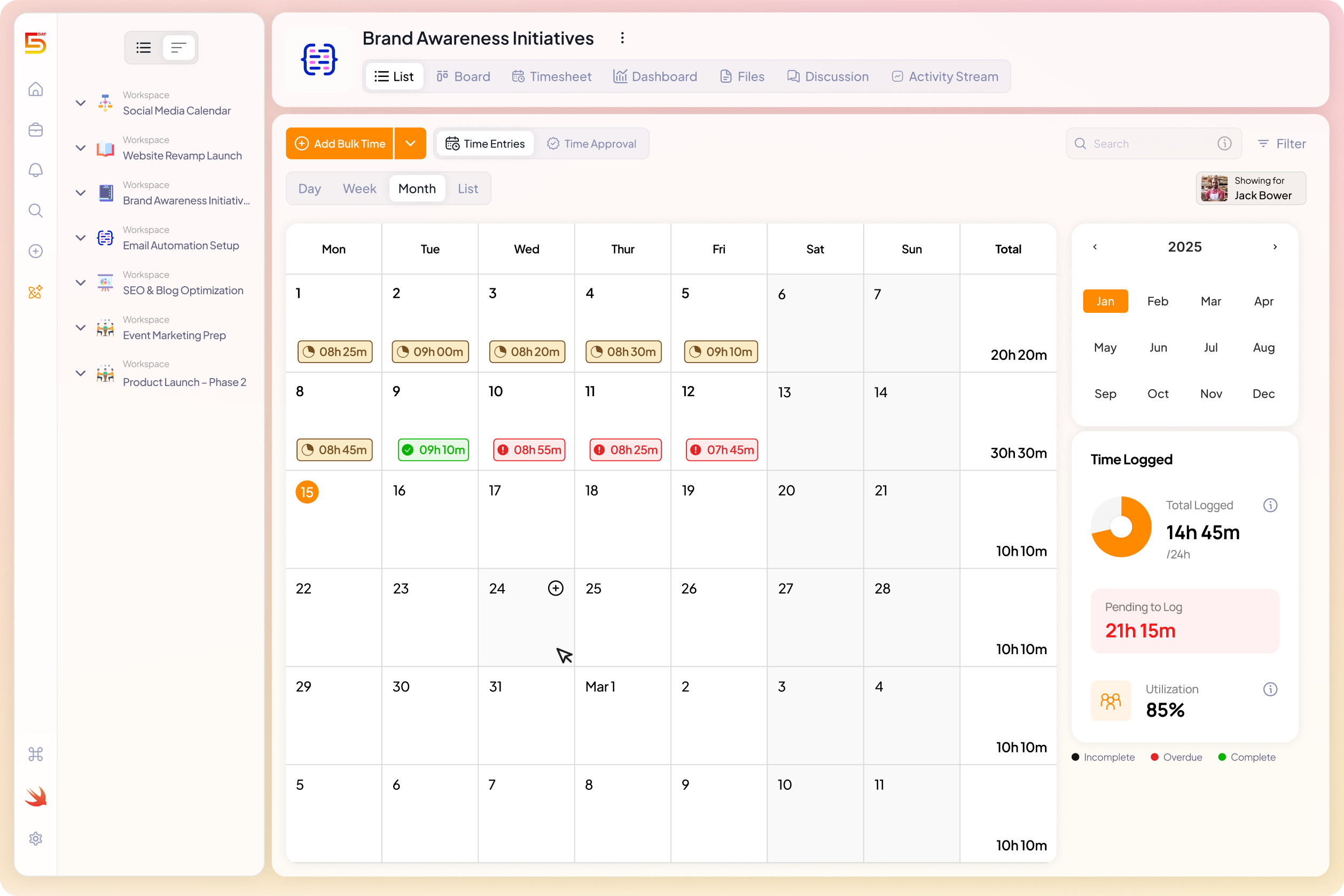 Time Tracking in 5day.io