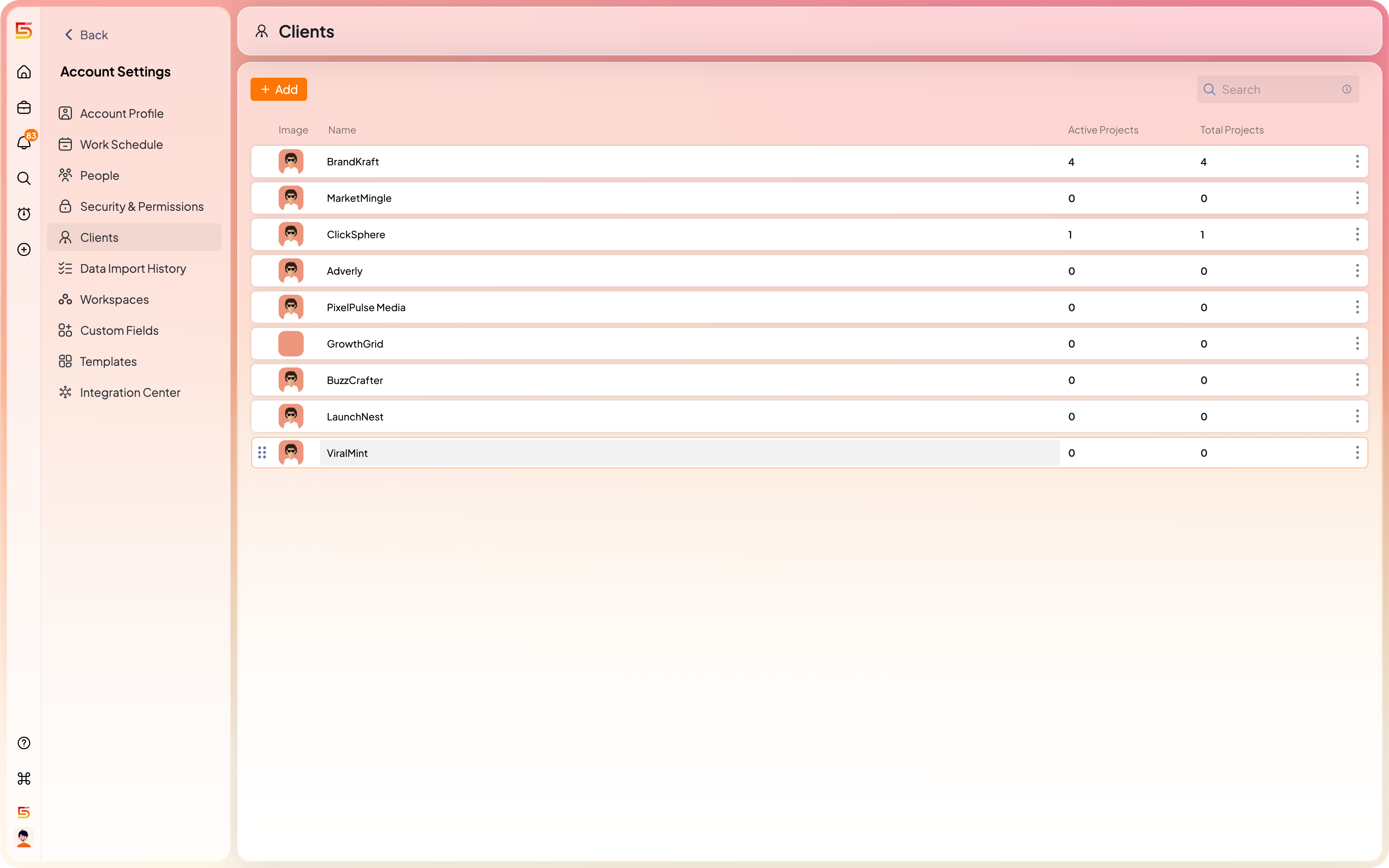 Client management on 5day.io