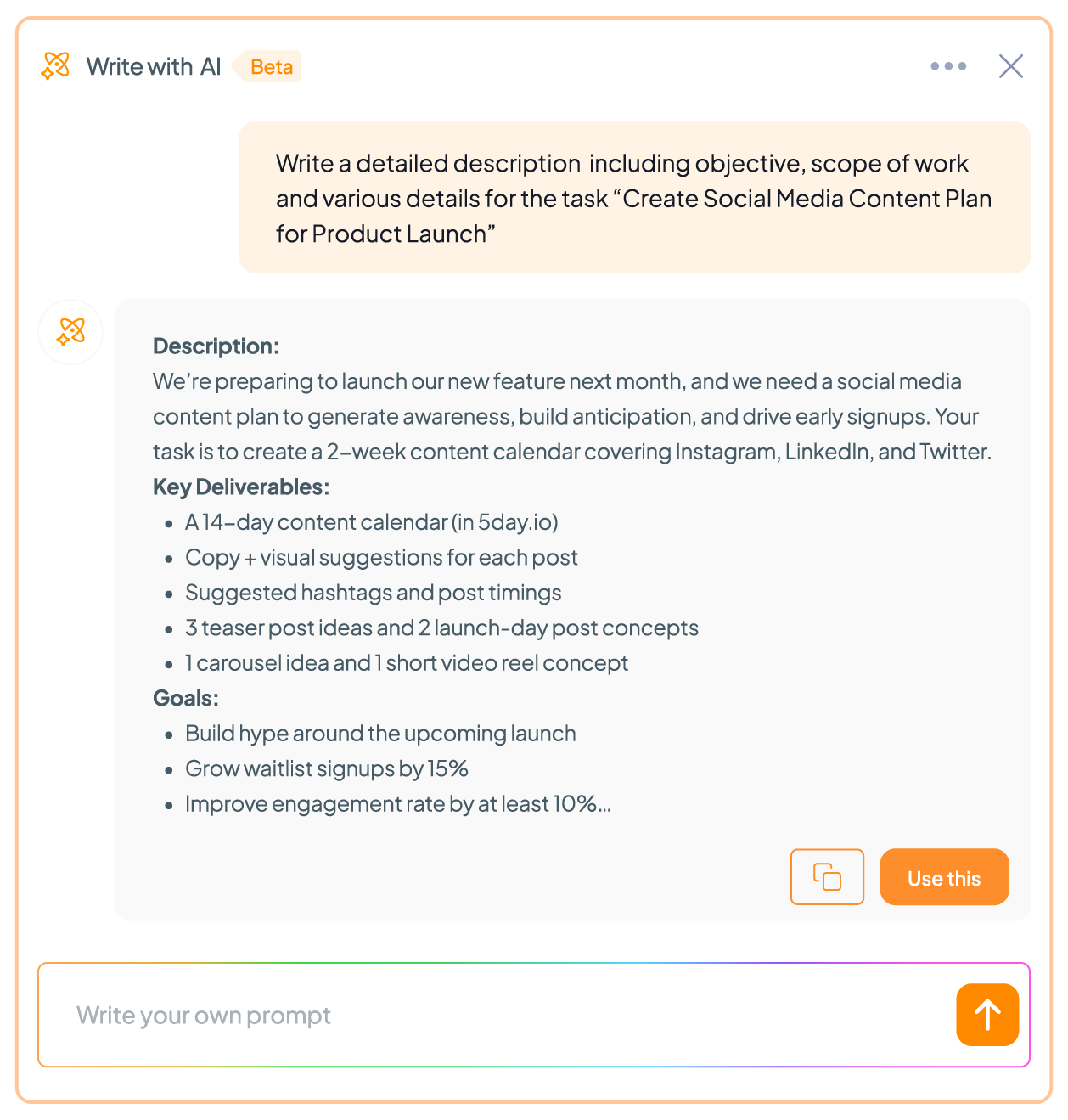 Marketing specific workflow support on 5day.io