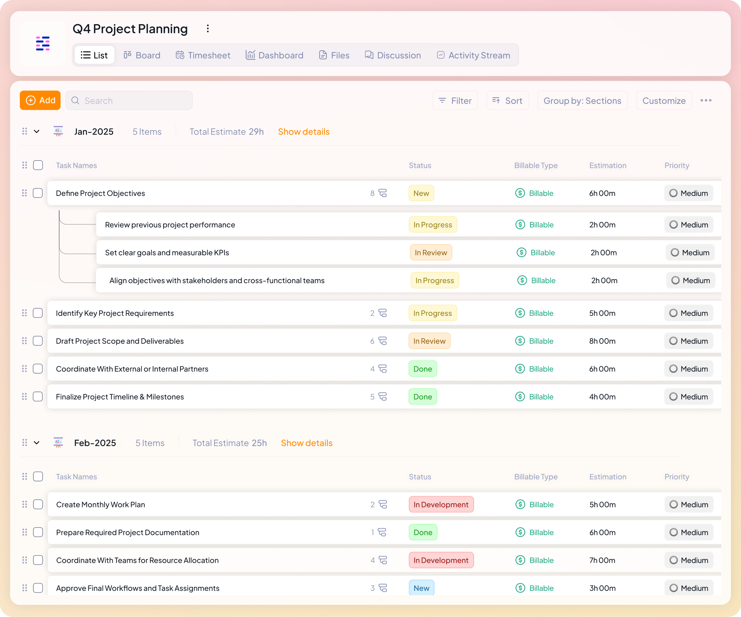 Task management on 5day.io