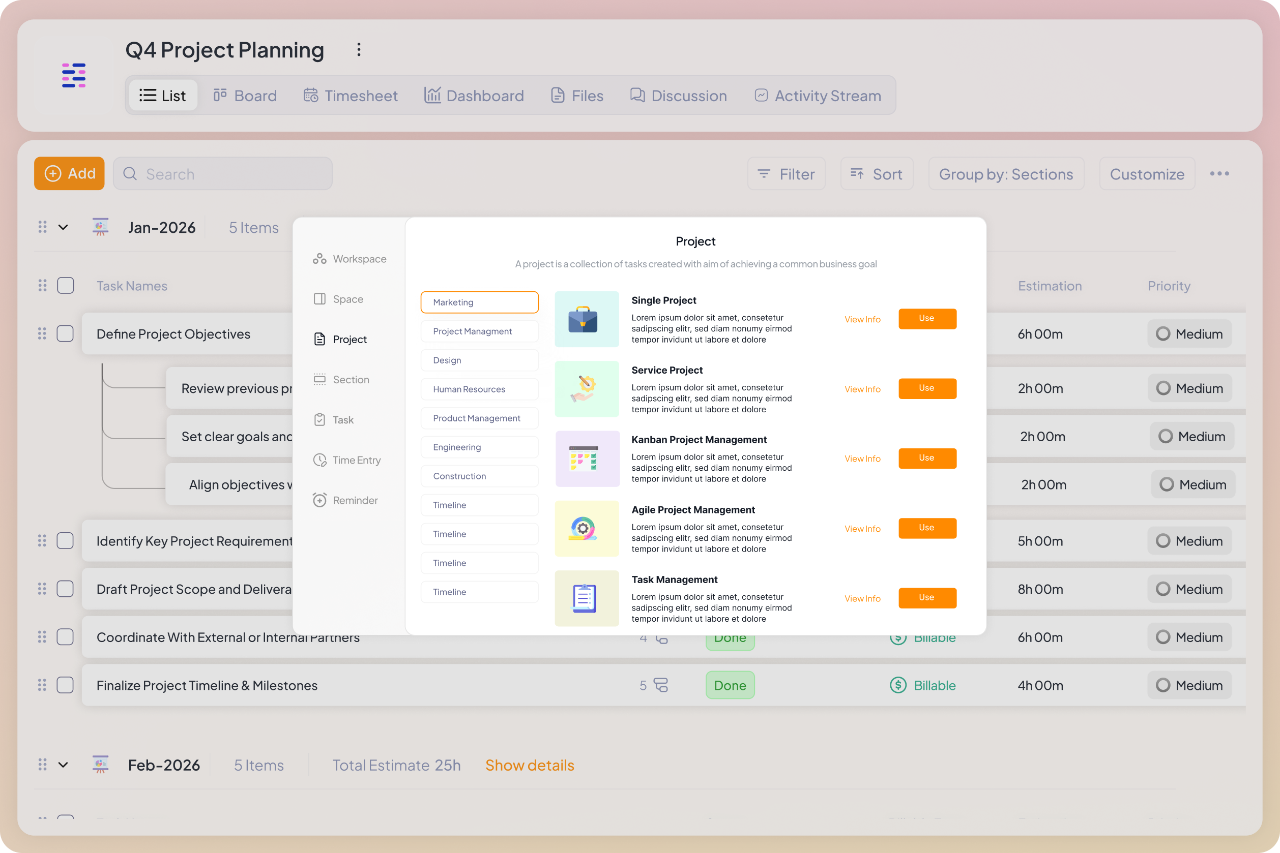 Marketing campaign templates in 5day.io