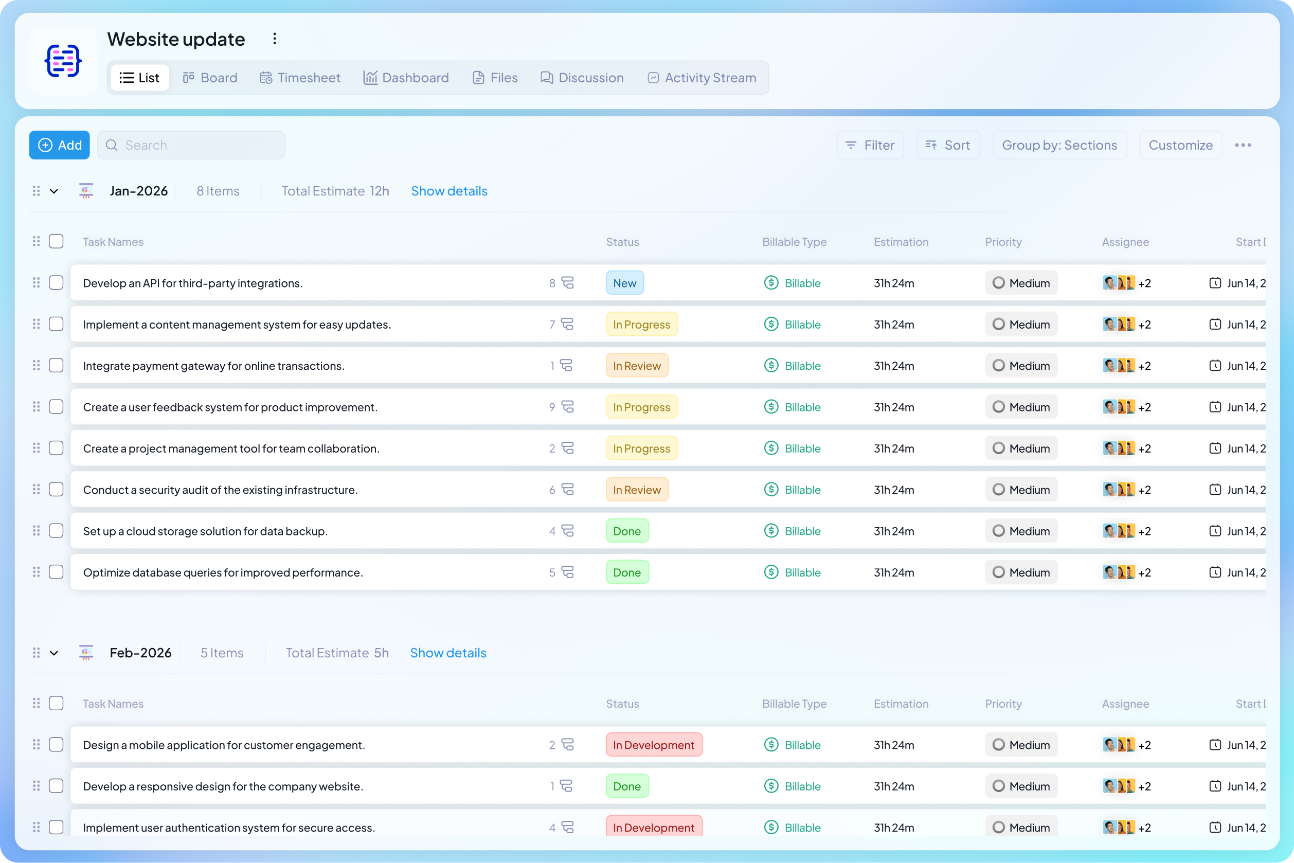 Task management in 5day.io