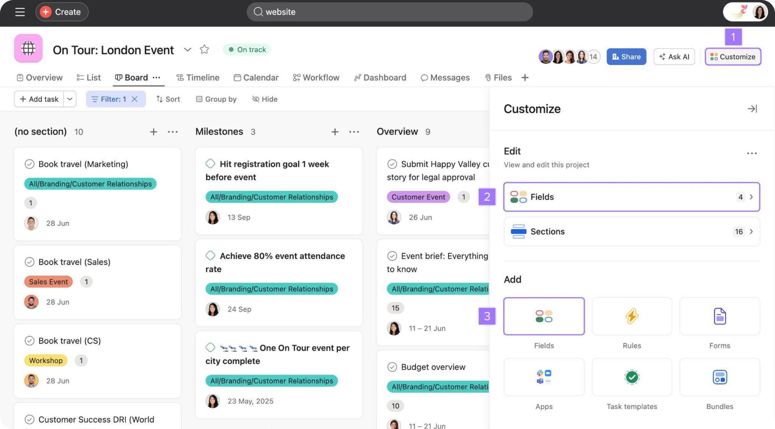 Asana planning and execution